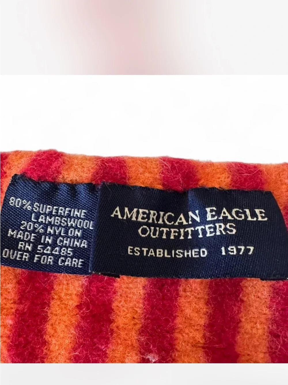 American Eagle Lambswool Striped Tassel Scarf Cozy Fall Winter Y2K Indie